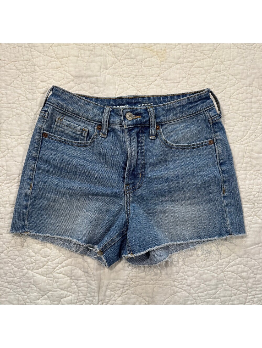Old Navy High-Rise OG Straight Blue Denim Shorts Size 0